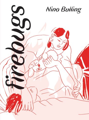 Book cover with two figures depicted as rough sketches in red ink