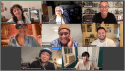 Image description: Zoom-style boxes with the smiling faces of the 2025 virtual Writers Retreat faculty and the Retreat’s program manager. Pictured from left to right, top to bottom: chloe feffer, program manager, Nishi Shawl, Steven Canals, Fatimah Asghar, Roger Q. Mason, Aiden Thomas, Kay Ulanday Barrett, and Hansol Jung. The writers pictured are all shades of skintones, various gender identities, ages, shapes and sizes.