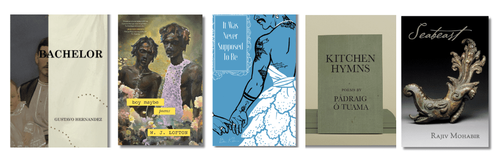 Book cover images of the five Gay Poetry finalists