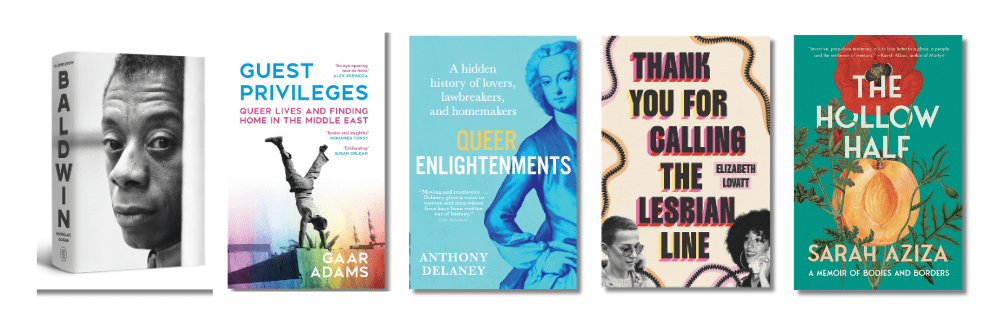 Book cover images of the five LGBTQ Nonfiction finalists