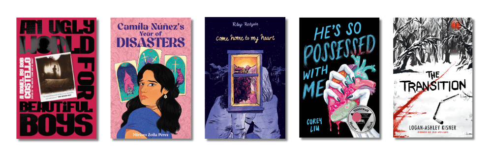 Book cover images of the five LGBTQ Young Adult finalists