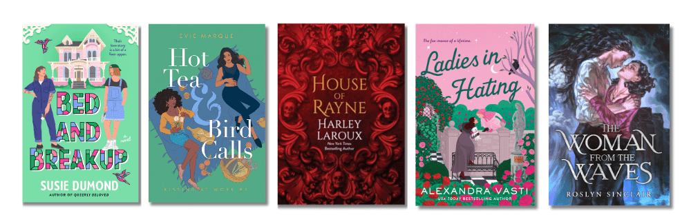 Book cover images of the five Lesbian Romance finalists