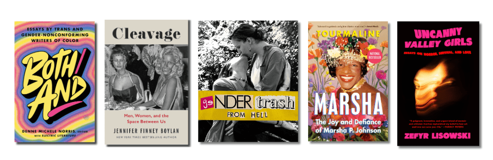 Book cover images of the five Transgender Nonfiction finalists