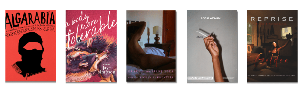 Book cover images of the five Transgender Poetry finalists