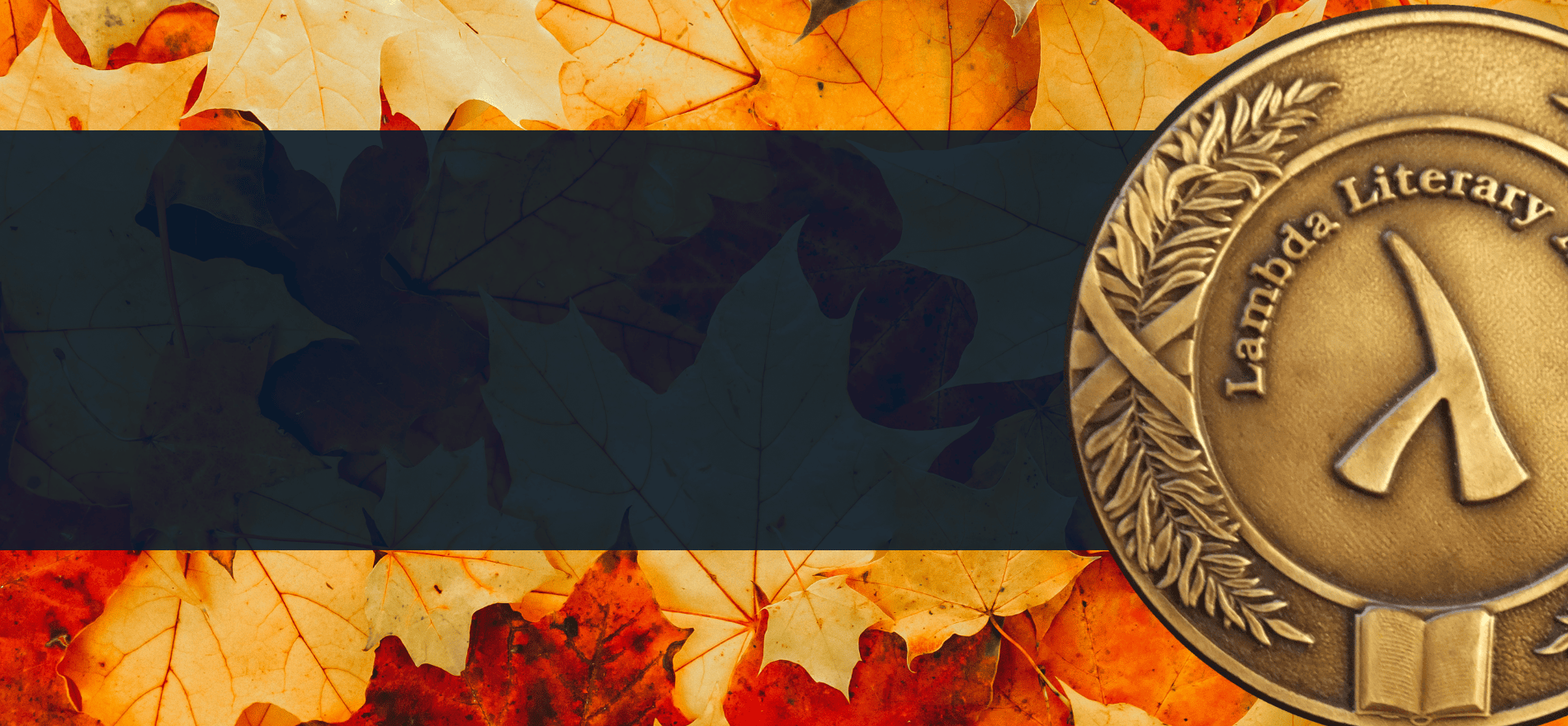 Fall Leaves and Lambda Literary Seal